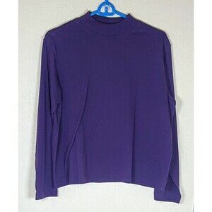 Cato Knit Top Women Size Large Purple Cotton Blend Crew Neck Long Sleeve